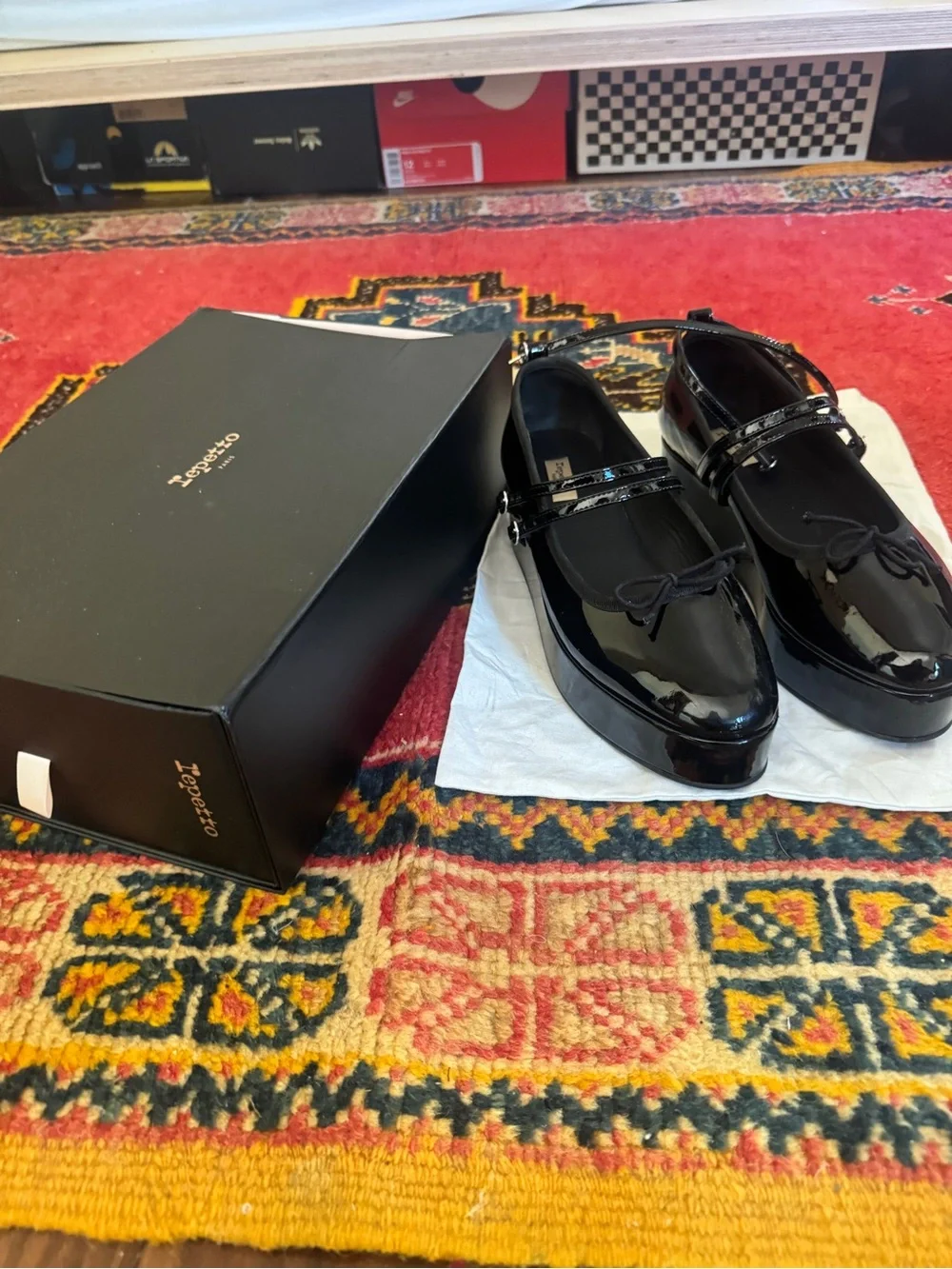 Repetto Black Patent Mary Jane Platform Shoes - Women's